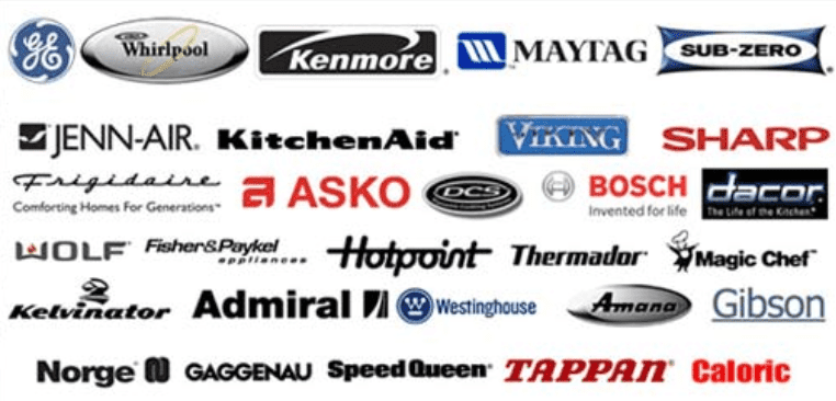 picture showing lists of appliance brands we service with repairs in Victoria BC